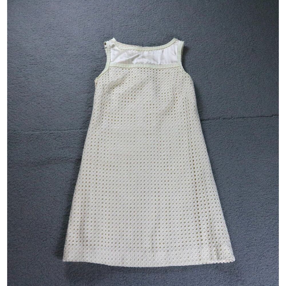 Lilly Pulitzer Dress Womens 4 White Eyelet Cotton Silk Sleeves Zipper